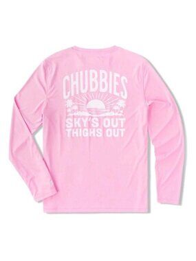 Chubbies Men's Sun Crew Rash Guard Pink & Proud, Medium MWT